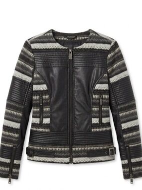 Buffalo David Bitton Mixed Media Moto Jacket - Knit & Faux Leather - Size S